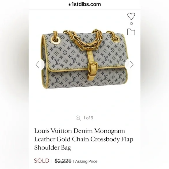 Louis Vuitton Grey/Navy Monogram Mini Lin Camille Crossbody Chain Flap Bag - Picture 2 of 14